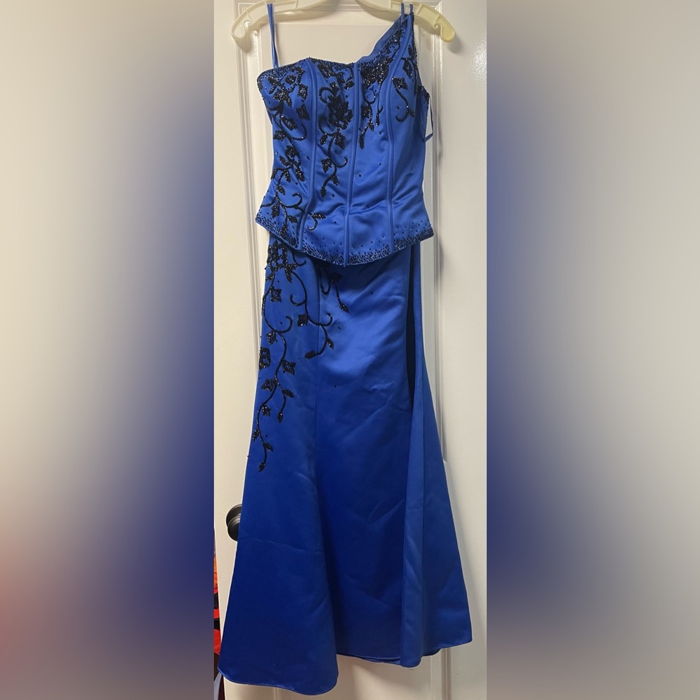 Two piece corset top with mermaid skirt prom dress